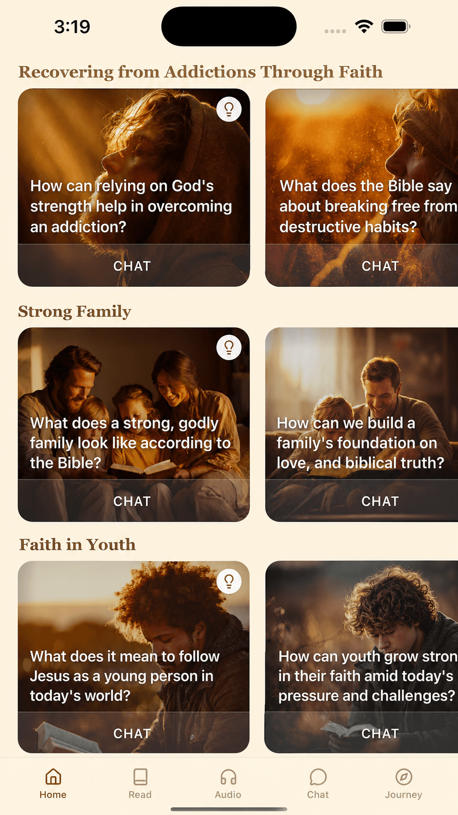 Hope app faith and recovery conversation library